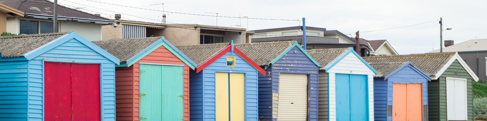 Colourful beach huts on Edithvale Beach in Melbourne.