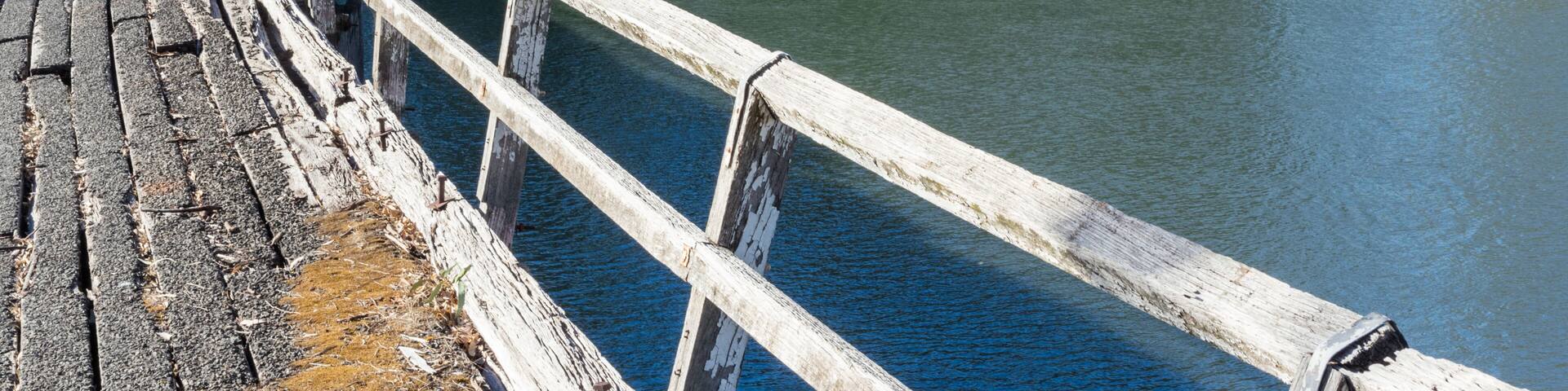 Historic Chinamans Bridge over the Goulburn River near Nagambie in Australia.