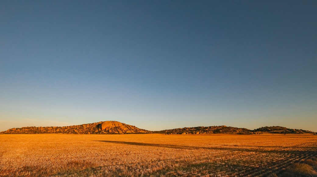Late afternoon light illuminating rocks at Mt Hope in Central Victoria