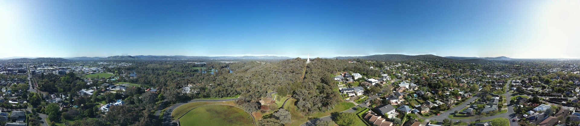Albury, New South Wales, Australia 360 degree aerial photography at monument hill,is a regional city It is located on the Hume Highway and the northern side of the Murray River.