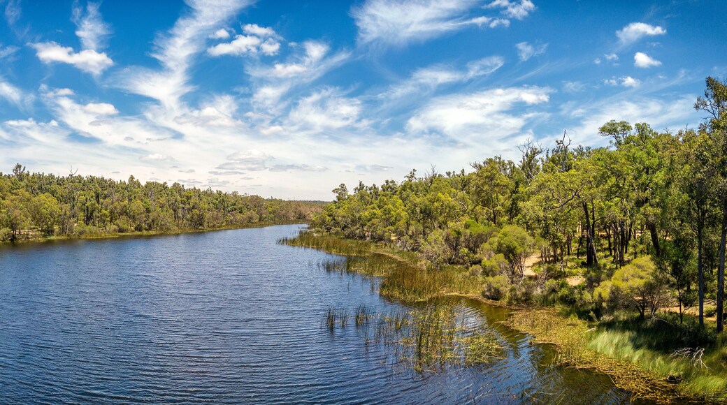 Lake lechenaultia in Western Australia on a calm windless and sunny day.