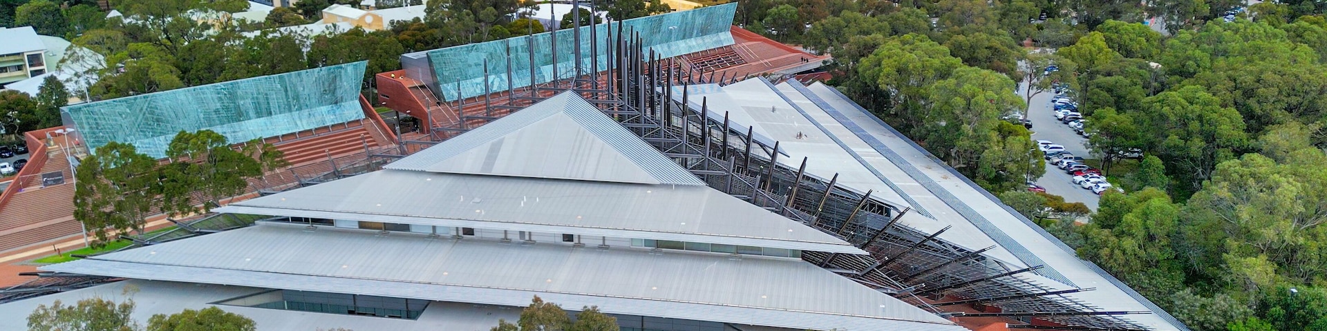 Aerial view of Joondalup Campus, showcasing modern architecture and green spaces in Western Australia