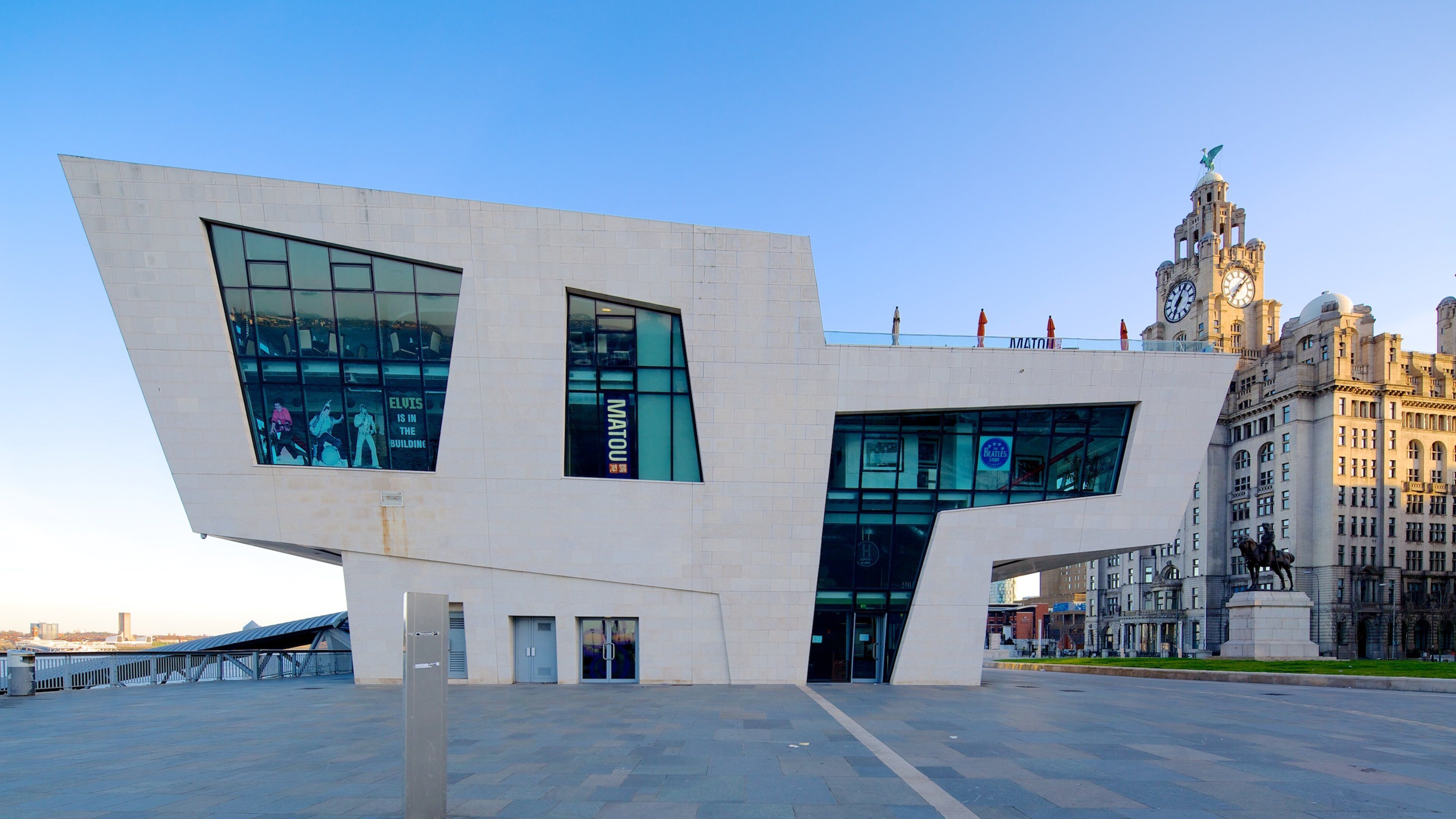 Liverpool Pier Head Ferry Terminal which includes modern architecture
