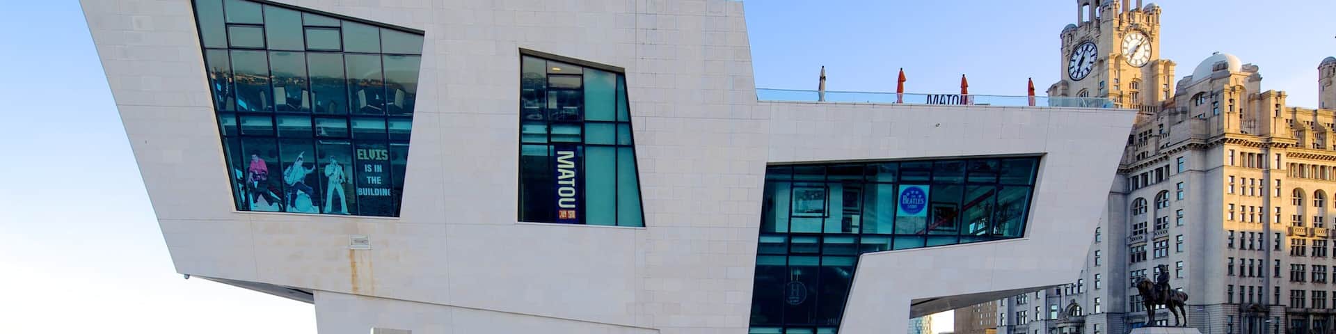 Liverpool Pier Head Ferry Terminal which includes modern architecture