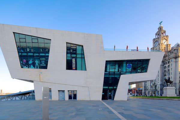 Liverpool Pier Head Ferry Terminal which includes modern architecture