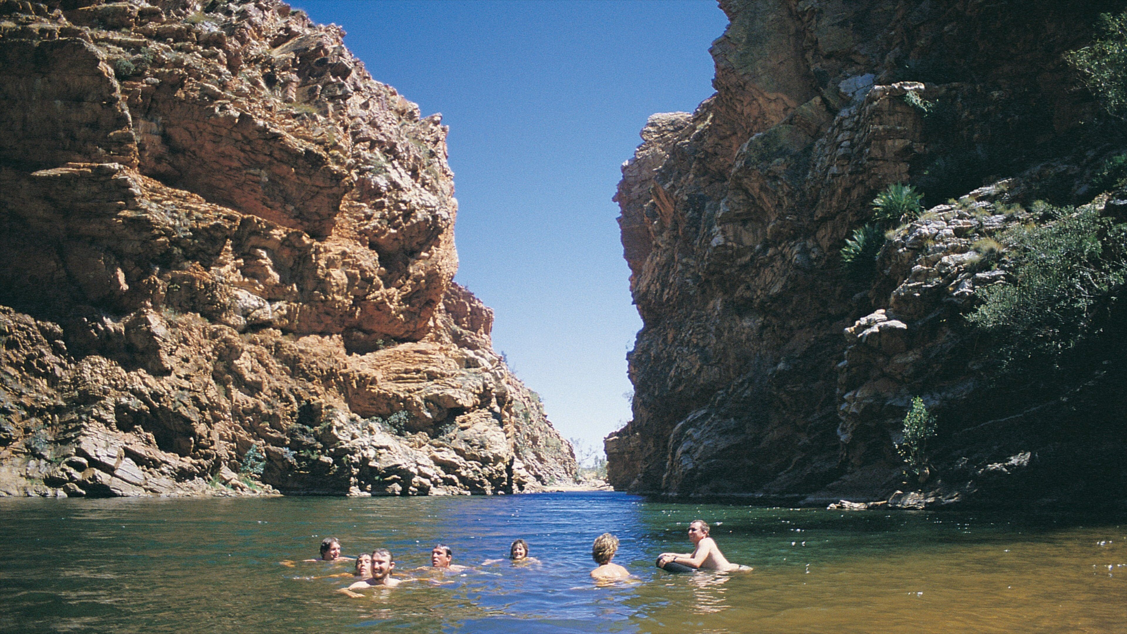 Alice Springs som viser svømning, en sø eller et vandhul og en kløft eller slugt