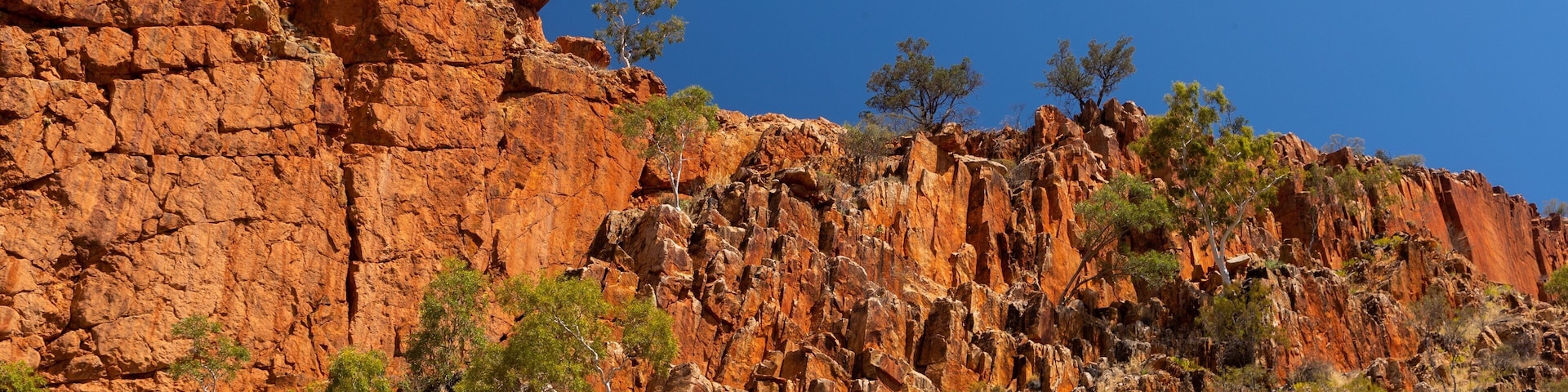 Glen Helen Gorge showing a gorge or canyon and desert views