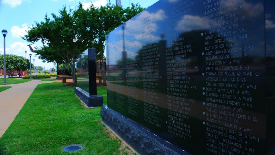Veterans Memorial Park which includes a memorial and a garden