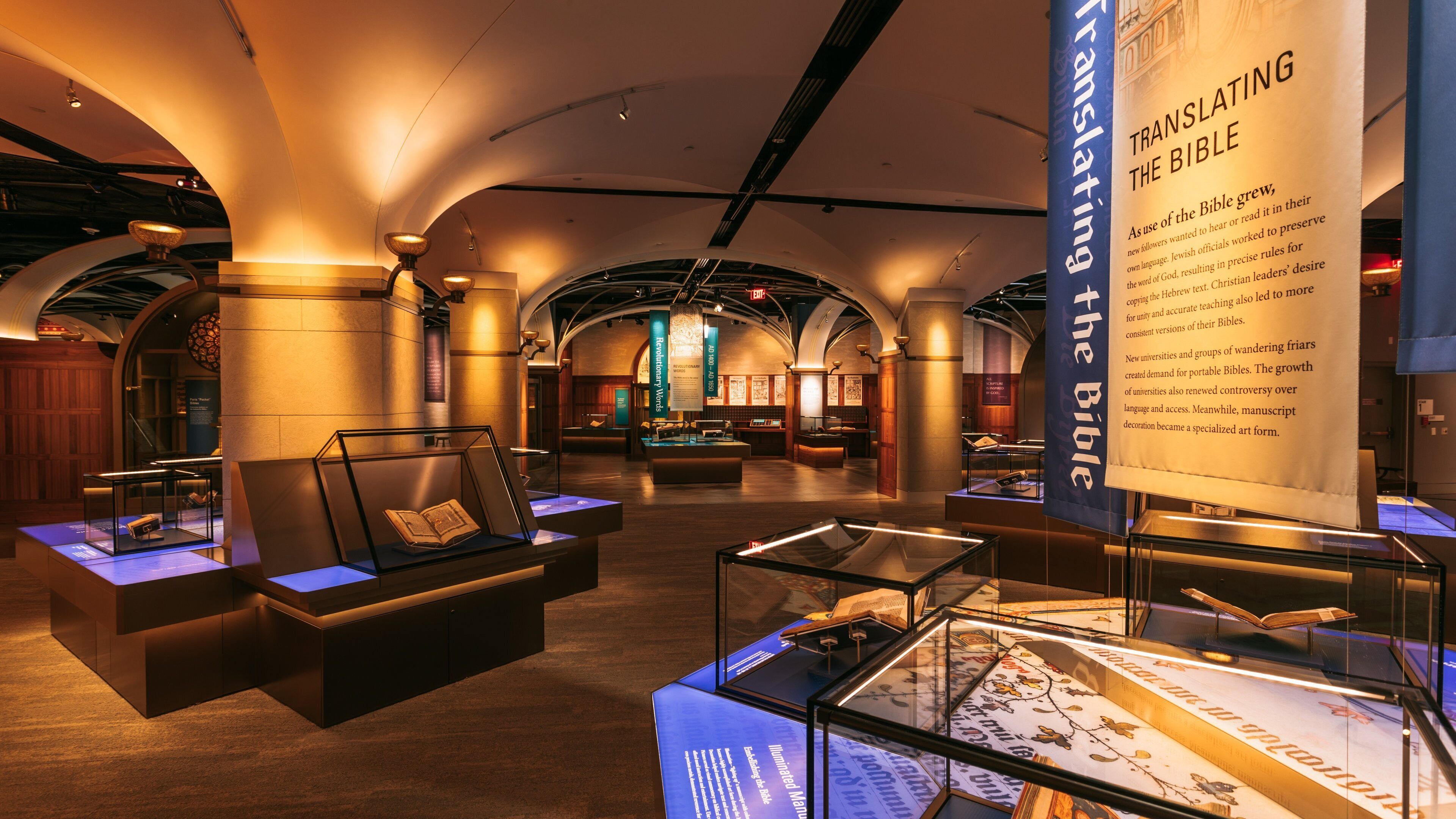 Museum of the Bible featuring interior views and signage