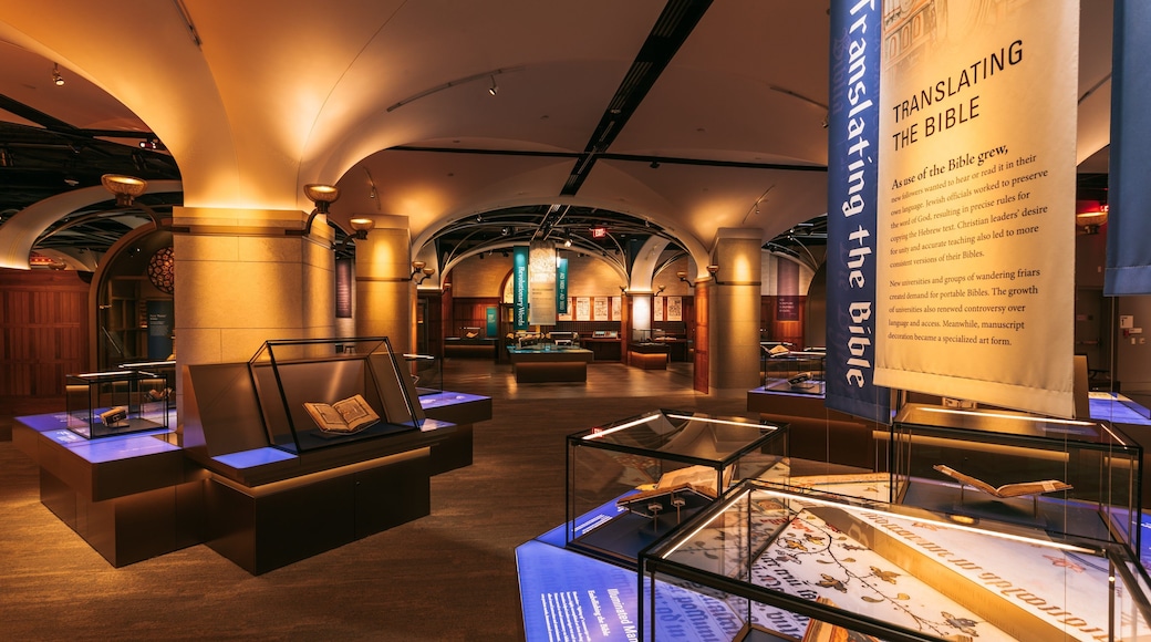 Museum of the Bible featuring interior views and signage