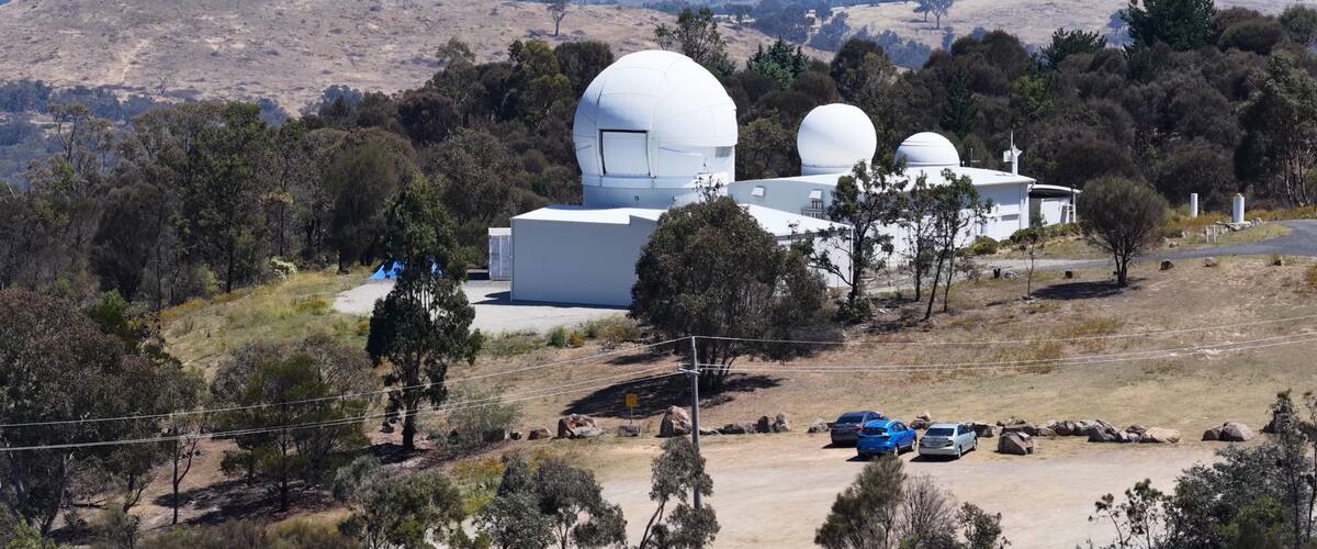 White Astronomical Observatory Domes at Mount Stromlo Facility in Canberra Australia