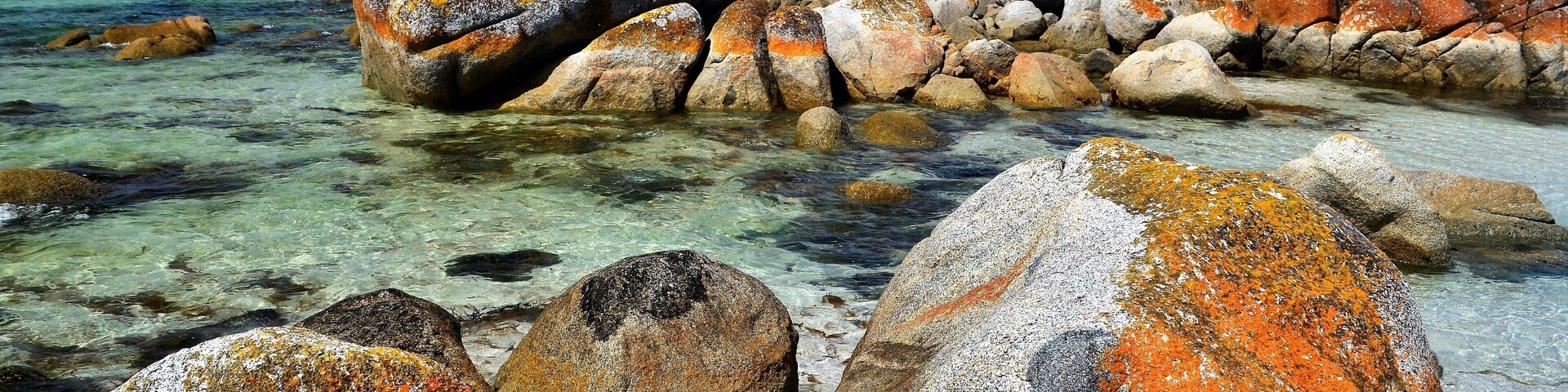 Part of the Bay of Fires, the colours on the rocks and the crystal clear waters shown here exemplify what this part of Tasmania is all about.
