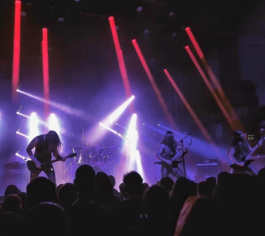 Grave Miasma and my number 2 son (far right) making a noise down under in Tasmania