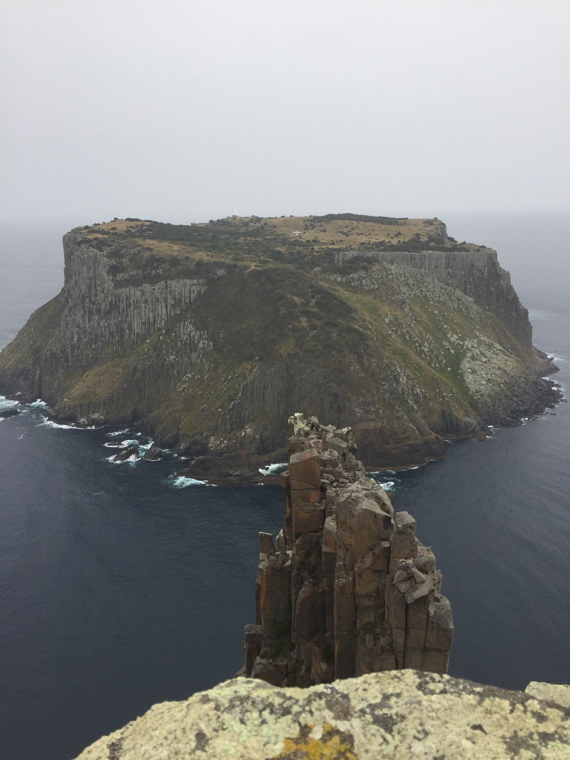 The view from the tip of The Blade on Cape Pillar, Three Capes Track.  300 meter drops on all sides. Exhilarating! 