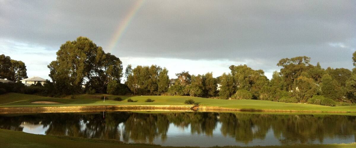 Rainbow over the golf course in Singleton