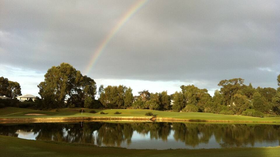 Rainbow over the golf course in Singleton