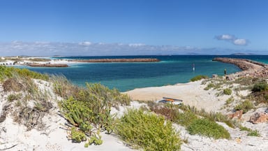 A panoramic view over the entrance to Bandy Creek fishing boat harbor, Esperance Western Australia.