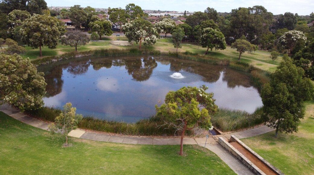 Aerial view of the scenic Blue Lake Park in Joondalup, Perth, Western Australia.