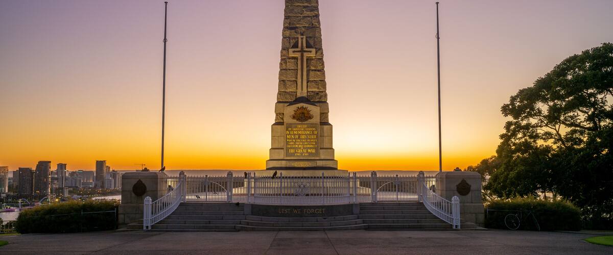 State War Memorial in perth, australia at dawn