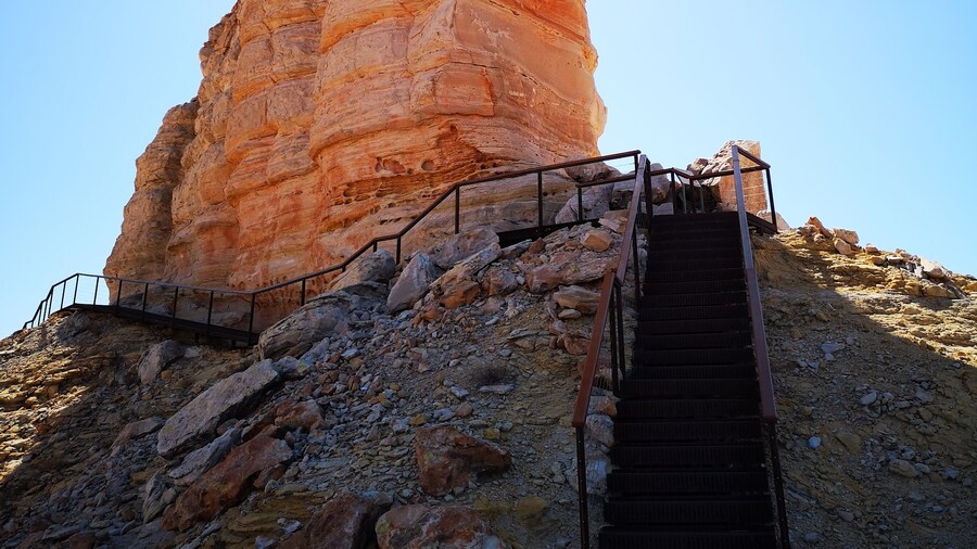 Located on the north-western edge of the Simpson Desert this sandstone formation is only accessible with 4WD and some driving skill. We went with Outback Elite Tours and were not disappointed. There is a campground and picnic facilities, including some of the least stinky drop toilets I have encountered in National Parks in Australia. There are a lot of stairs up to the base of the pillar, but it is well worth it for the view over the Simpson Desert.