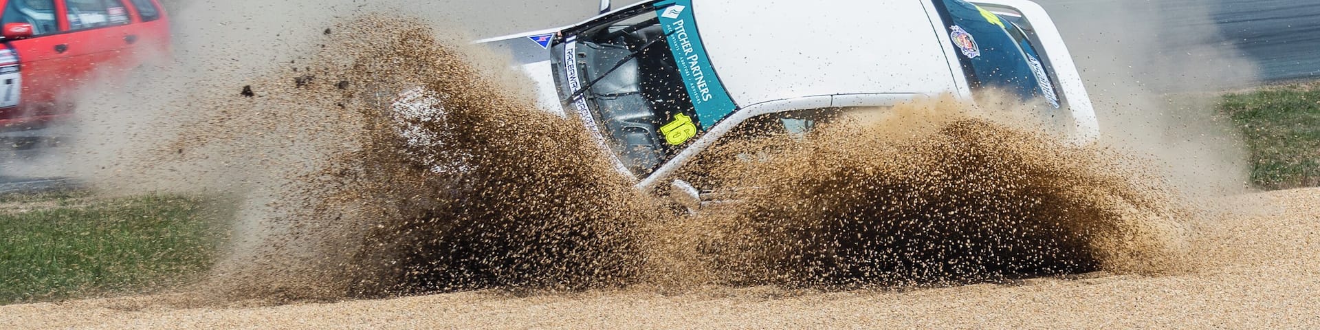 Spectacular rollover at Wakefield Park Raceway.
