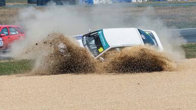 Spectacular rollover at Wakefield Park Raceway.
