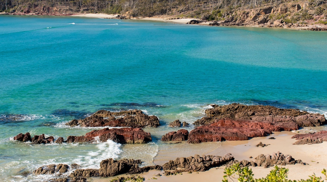 Scenic view of a beautiful ocean beach on a sunny day. Idyllic Pambula Beach on Sapphire Coast near Merimbula, NSW, Australia