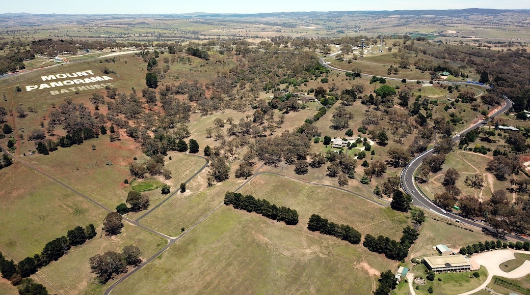Aerial view of the regional country city of Bathurst from Mount Panorama home of Australia most famous motor car race. Bathurst is located in the central west region of NSW.
