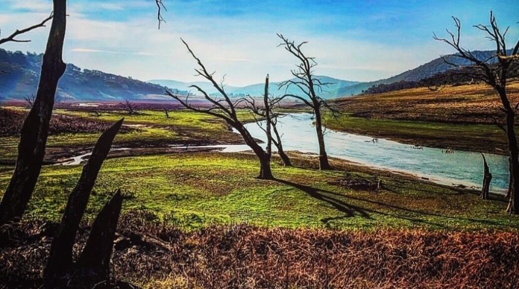 If fishing’s your thing, this is a must. With the Lake low as it is now, the Eucumbene River, in southern NSW, is easily accessible.The head of the lake and entrance to the river is just past Anglers Reach.Get a boat and catch some trout.