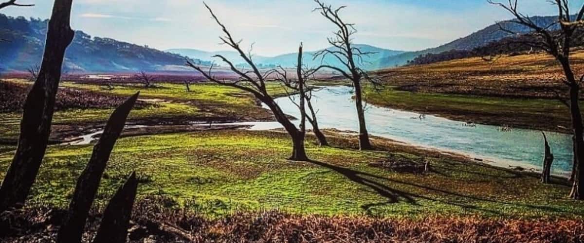 If fishing’s your thing, this is a must. With the Lake low as it is now, the Eucumbene River, in southern NSW, is easily accessible.The head of the lake and entrance to the river is just past Anglers Reach.Get a boat and catch some trout.