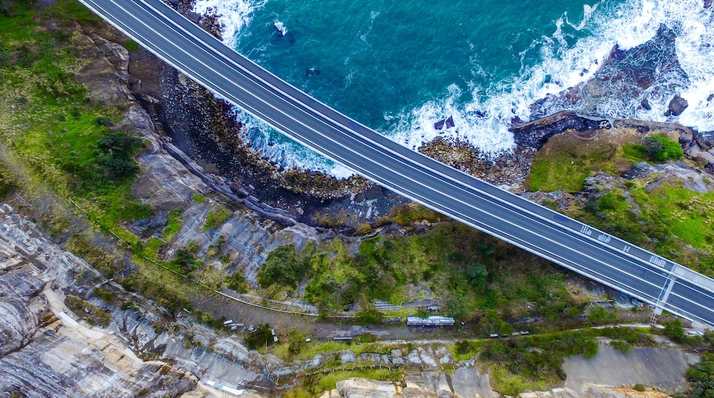 Aerial view of the Sea Cliff Bridge - Grand Pacific Drive on the Illawarra coast.