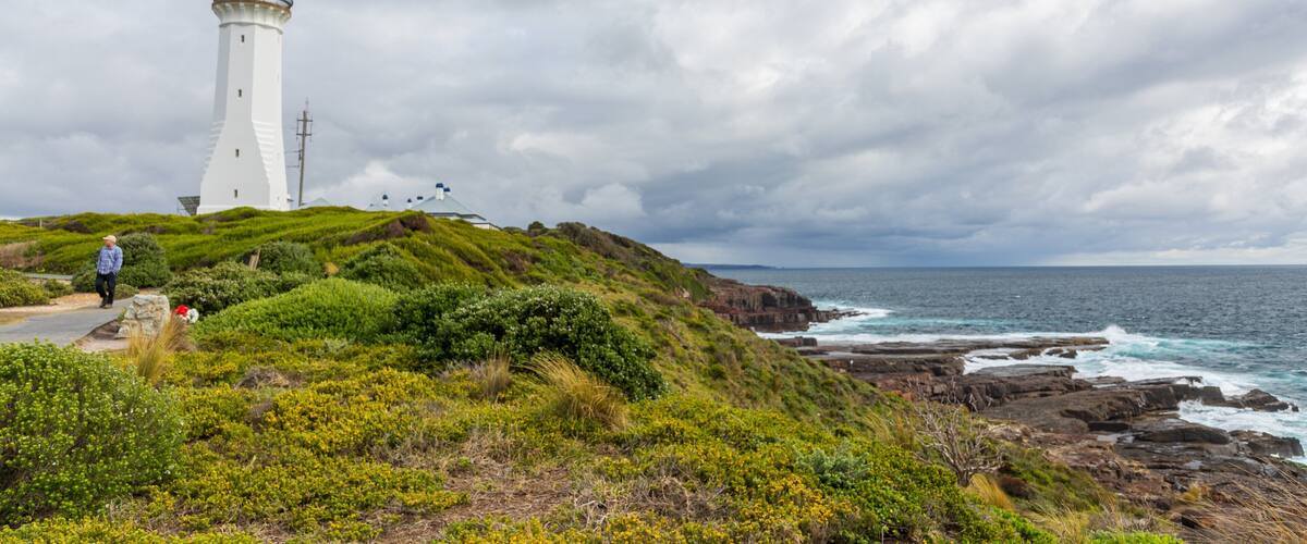 Green Cape showing general coastal views, a lighthouse and rocky coastline
