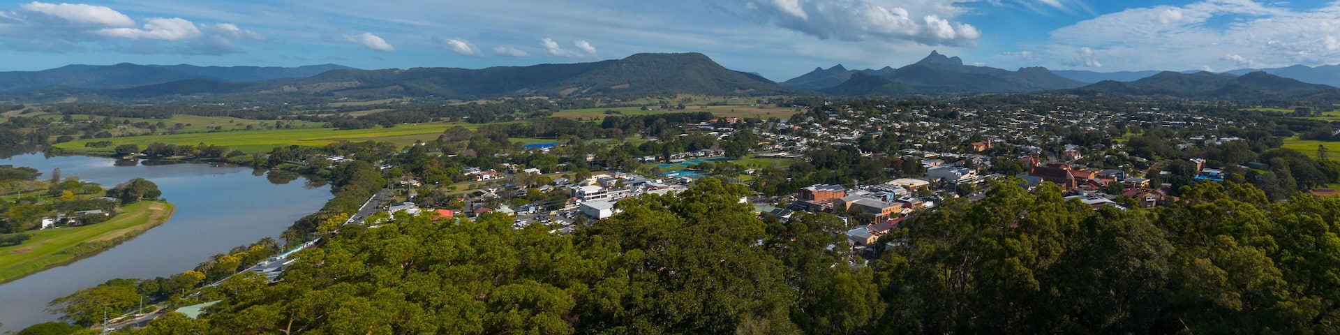 Murwillumbah, New South Wales, Australia with Mount Warning behind