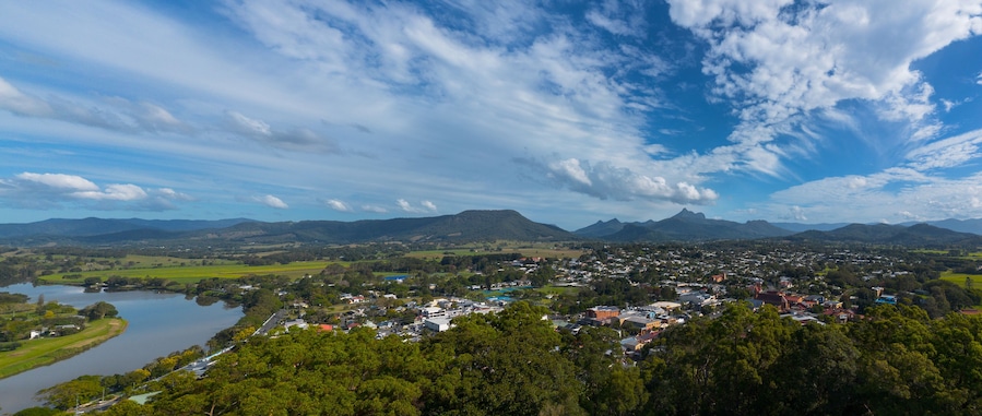 Murwillumbah, New South Wales, Australia with Mount Warning behind