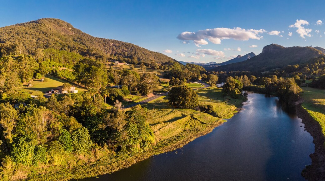 Aerial view of Tweed River and Mount Warning, New South Wales, Australia