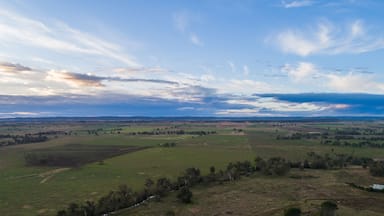 aerial landscape of farmland and river in Dunedoo, Warrumbungle Shire central western NSW