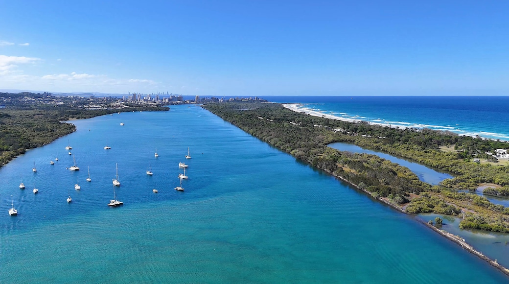 Aerial View of Boats Anchored on the Tweed River