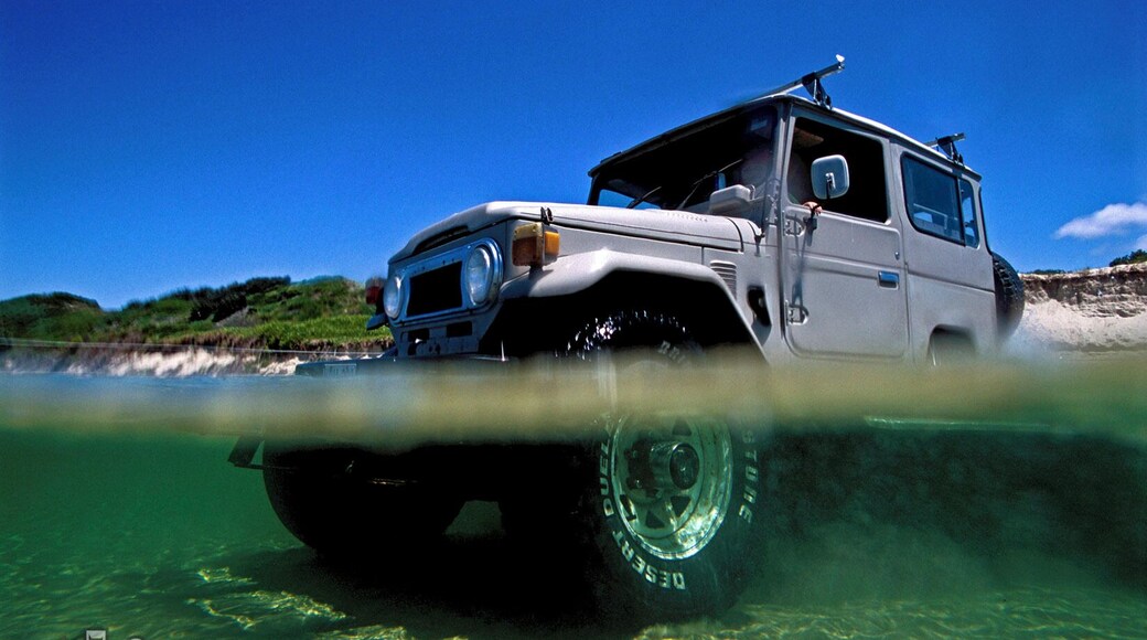 The Bitumen track can only take you so far on a #roadtrip sometimes you have to get more adventurous to find the gold. This is the creek crossing to Pebbly Beach Campground at Station Creek. You can only get there by crossing this estuary on low tide with a 4WD. Once you are across, set up your tent and then either go catch a lobster (there are plenty) go surfing (fun waves) or just flat out chill. This place is super epic! #HiddenGem #campground #nationalparks #roadtrip #waterlust