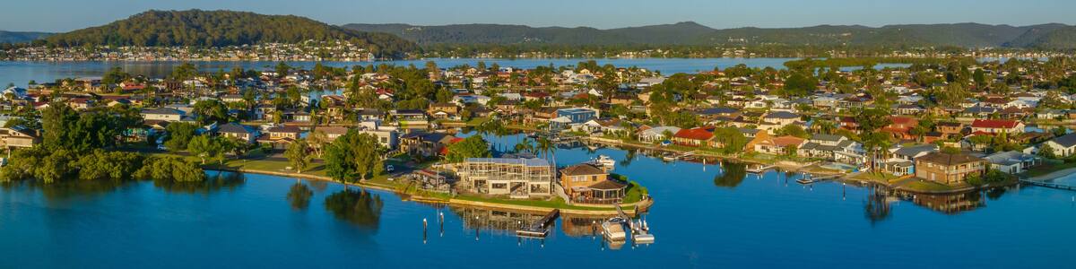 Island living in the coastal suburbs - panorama waterscape