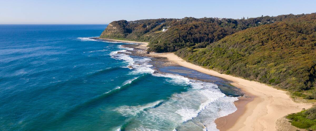 Dudley Beach - Newcastle Australia aerial view. Located south of the CBD area Dudley beach is one of many beautiful beaches in the Newcastle area.