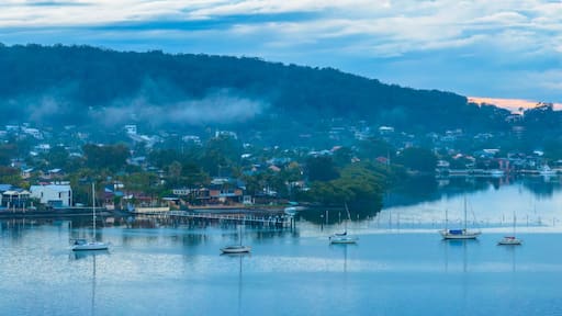 Respite from the rain - Bay waterscape with mountain backdrop
