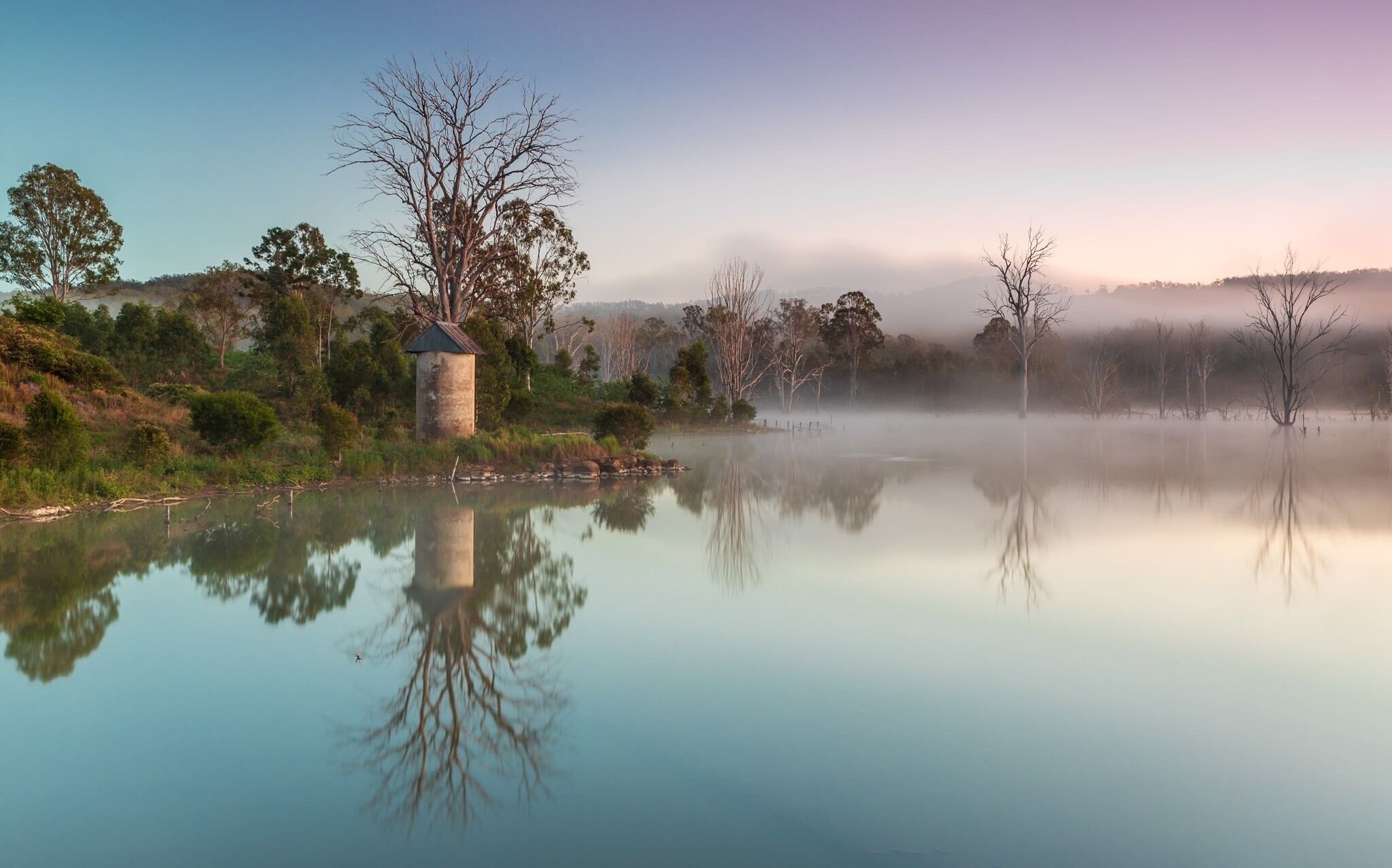 Early morning to catch first light at Wyaralong , was hoping for some fog and I got it