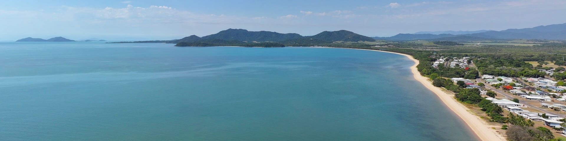 Aerial panorama of Kurramine Beach Queensland Australia