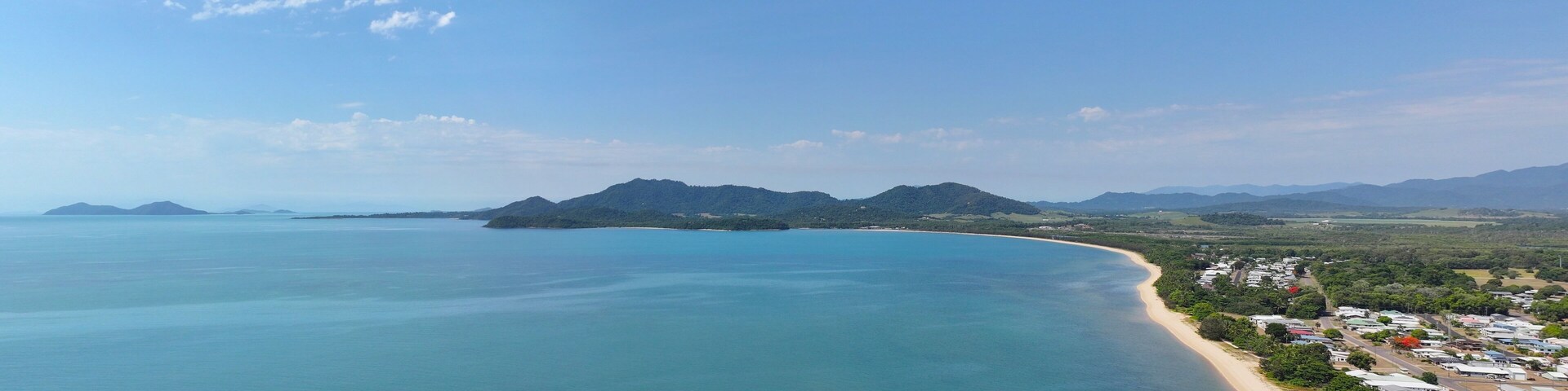 Aerial panorama of Kurramine Beach Queensland Australia