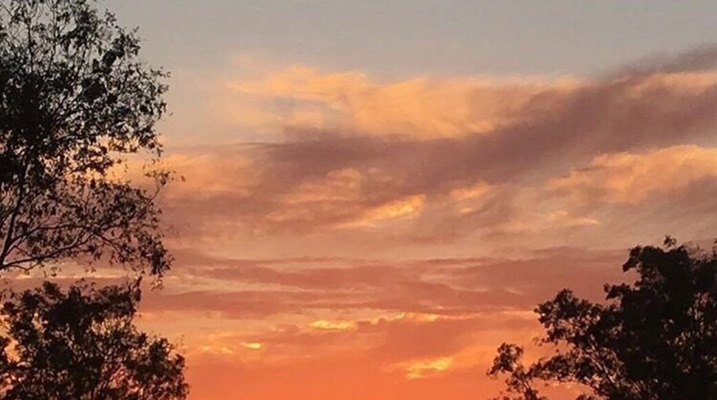 Views of the sunset behind brisbane city in Queensland Australia