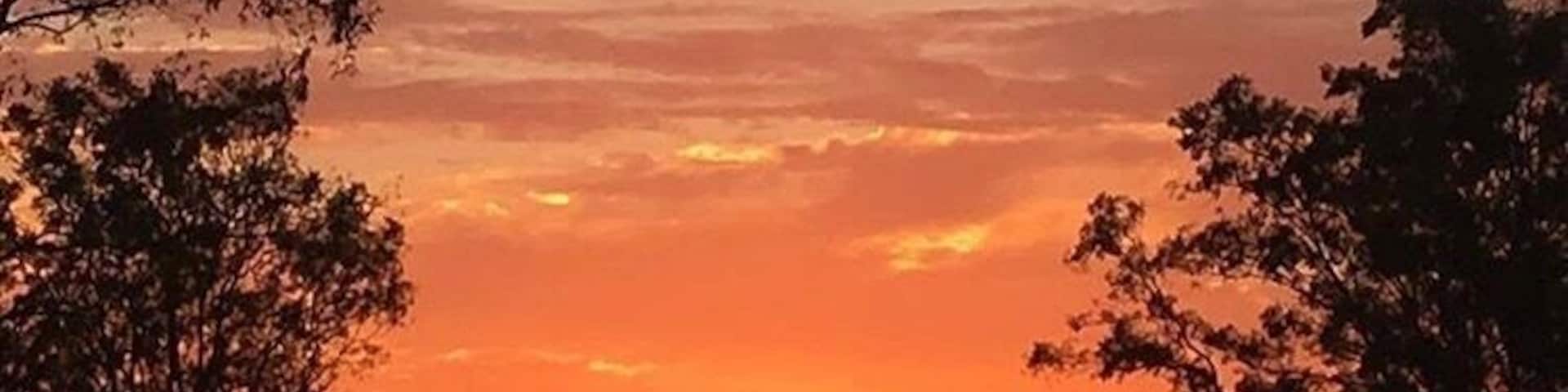 Views of the sunset behind brisbane city in Queensland Australia