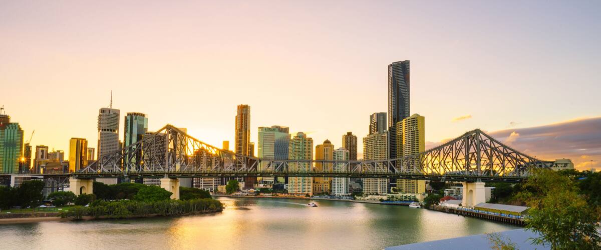 Brisbane City at twilight including the Story Bridge