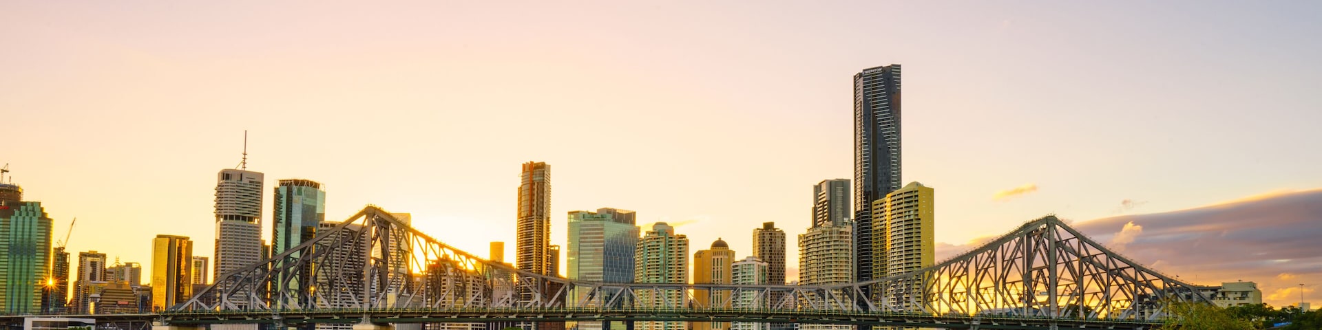 Brisbane City at twilight including the Story Bridge