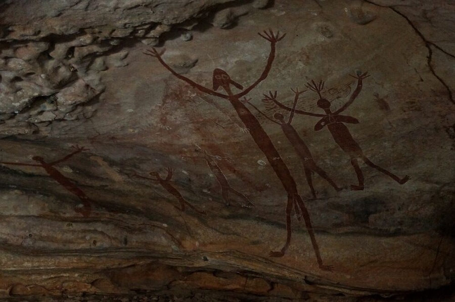 The Quinkan Galleries, a collection of several rock art sites around some sandstone boulders and cliffs, is considered one of the best examples of Aboriginal Rock Art. 
These drawings are thought to be about 40,000 years old. Just let that sink in....
The Quinkan Galleries is one of several rock art sites near Laura closed to public access. The only way to see these works are by joining a tour from the Quinkan Regional and Cultural Centre. The tours are expensive, but absolutely worth it. They do need to be organised ahead so if you are going to be in the area and want to go, I suggest calling the centre in advance. You won't have a lot of phone reception around this place so book ahead. 
Read more at: http://pegsontheline.com/quinkan-rock-art/
