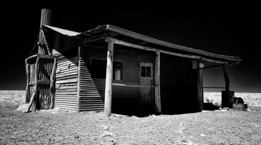 Just before you arrive into Middleton (coming from Winton), keep an eye out to your left for a dirt road and house on your left.
Remnants of an abandoned movie set makes good pictures